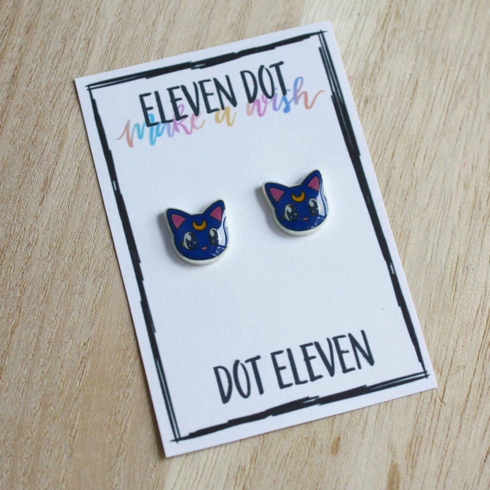 Sailor Moon Luna Cat Anime Stud Earrings